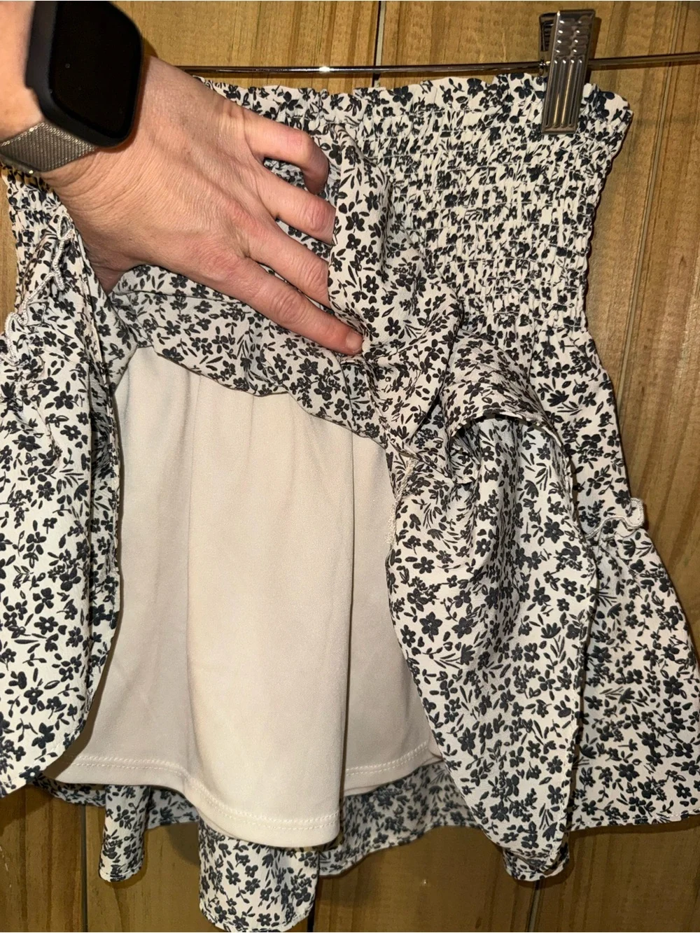 Altar'd State White Mini Skirt with Black Floral Print